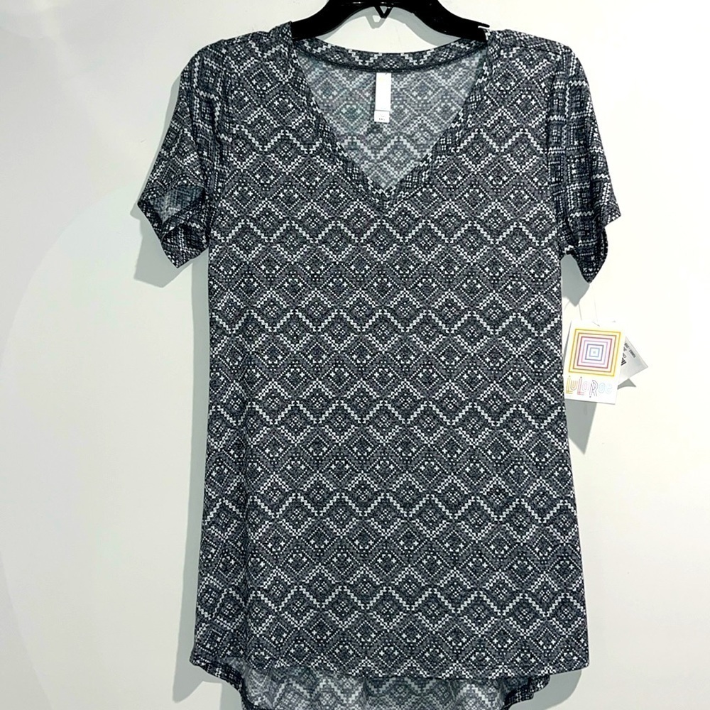 Lularoe gray white Christy top. Size XXS. NWT.